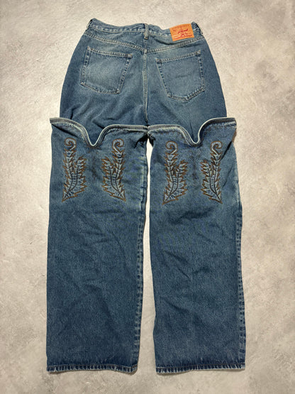 SS2024 Y/Project Maxi Cavalier Evergreen Denim Blue Astro Pants (M/L) - 2