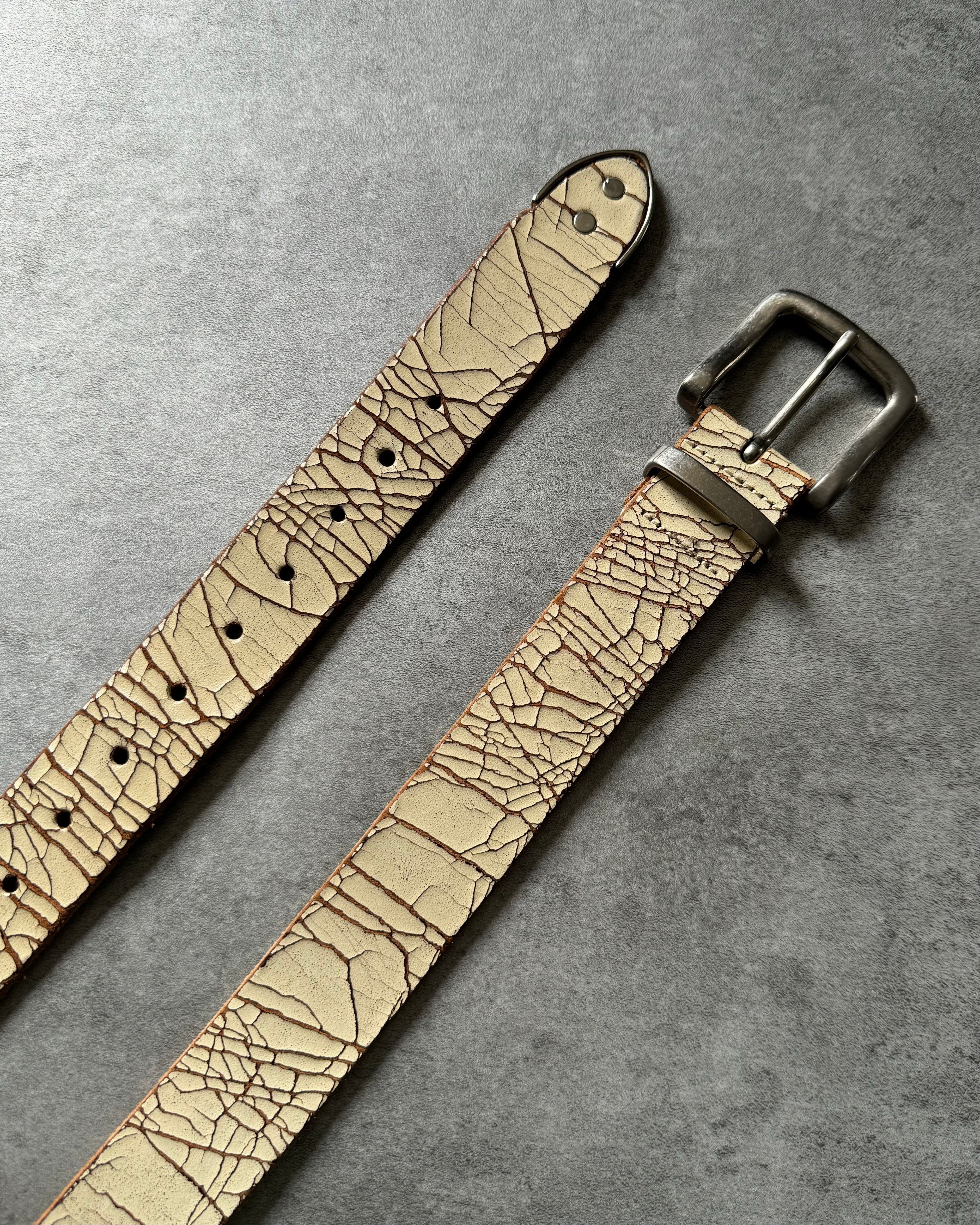 2000s Marithé + François Girbaud Cracked Beige Belt (OS) - 1
