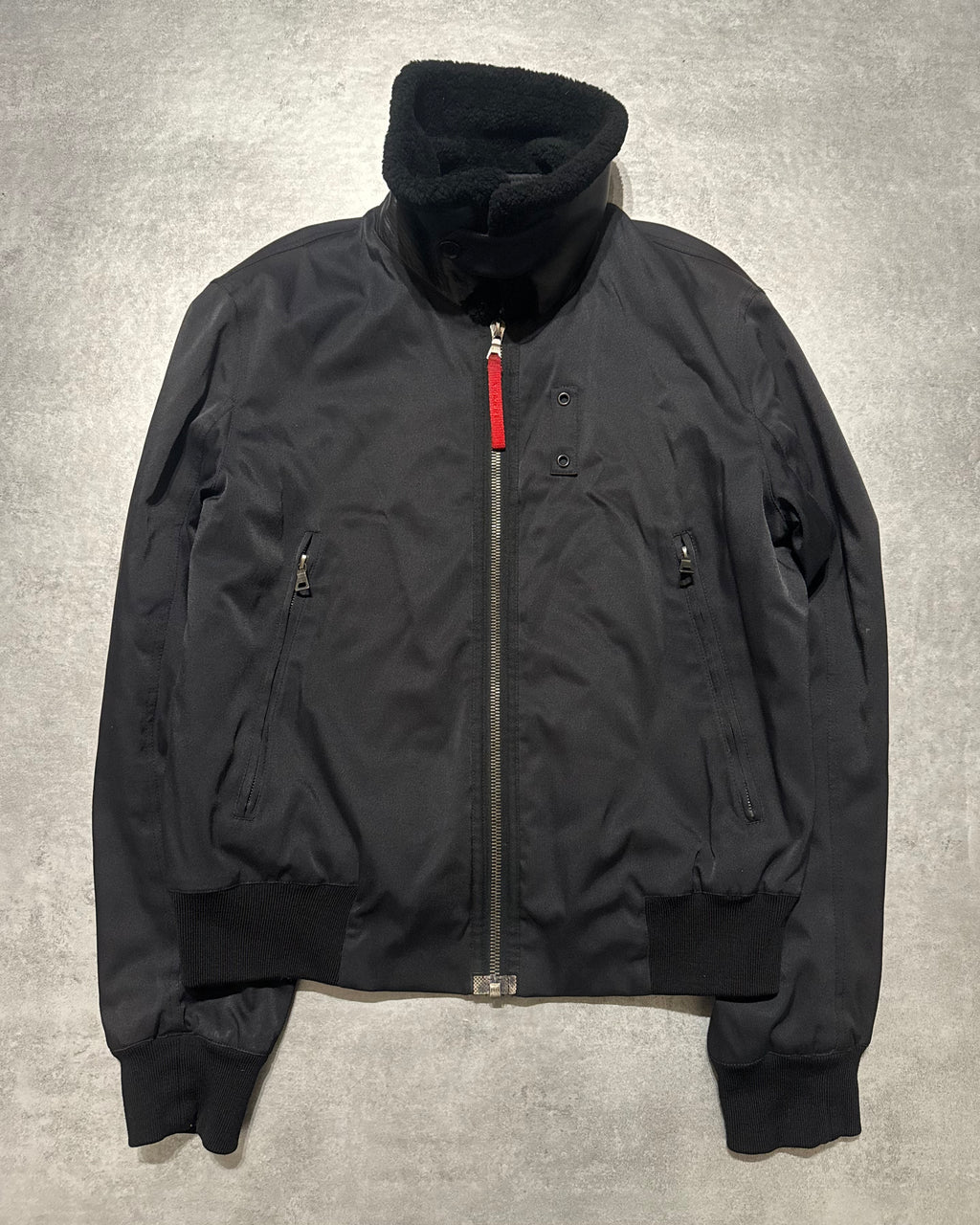 2000s Prada Black Aviator Cozy Bomber Jacket (L) - 4