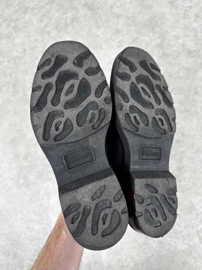 Alexander McQueen Black & Red Bloody Abstract Derby Leather Shoes JSDOSzu 7