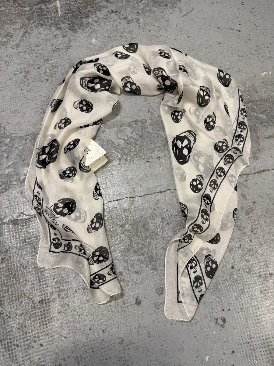 Alexander McQueen Black & White Dead Skull Scarf uVcjocI 0