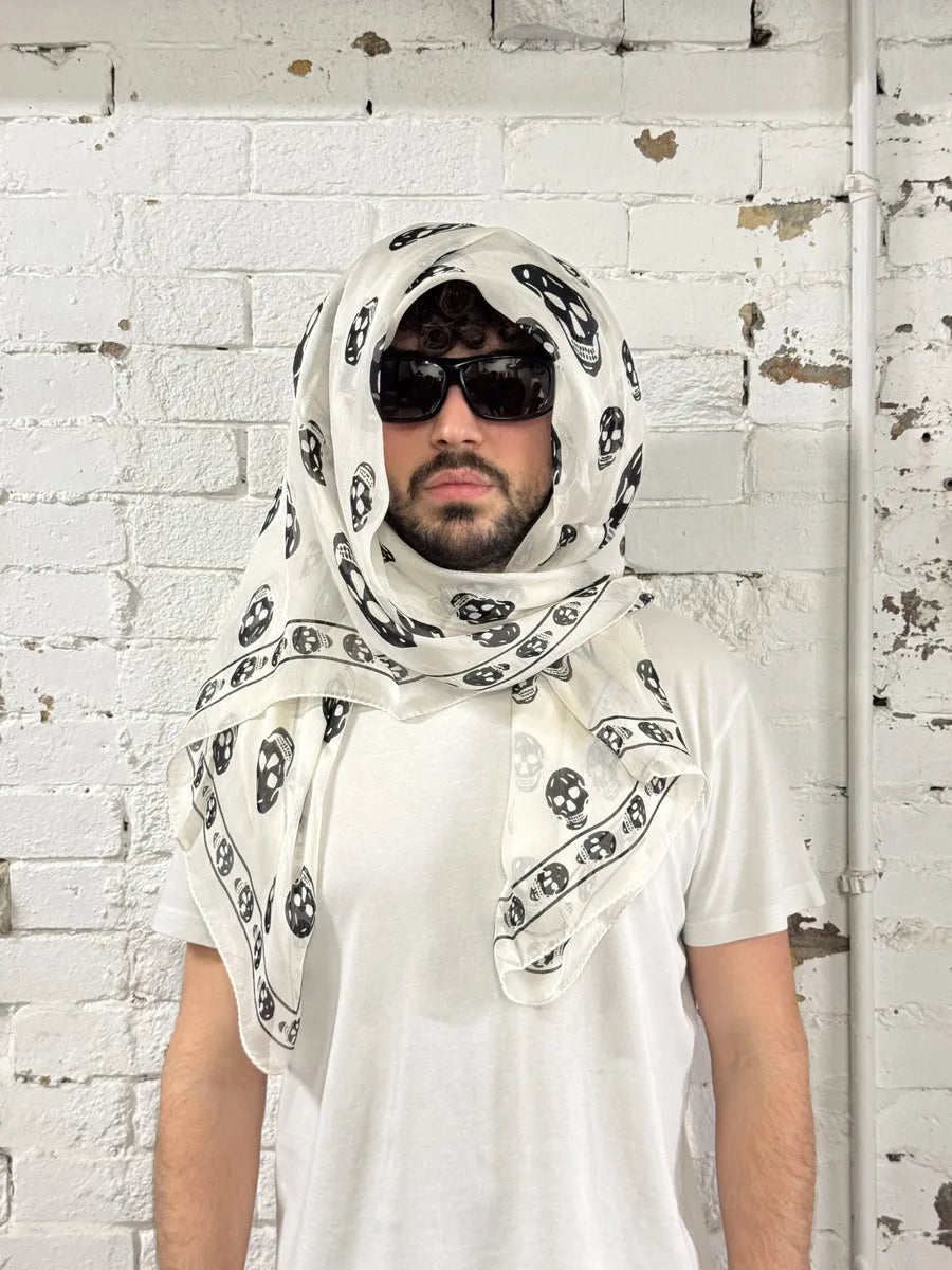 Alexander McQueen Black & White Dead Skull Scarf uVcjocI 1