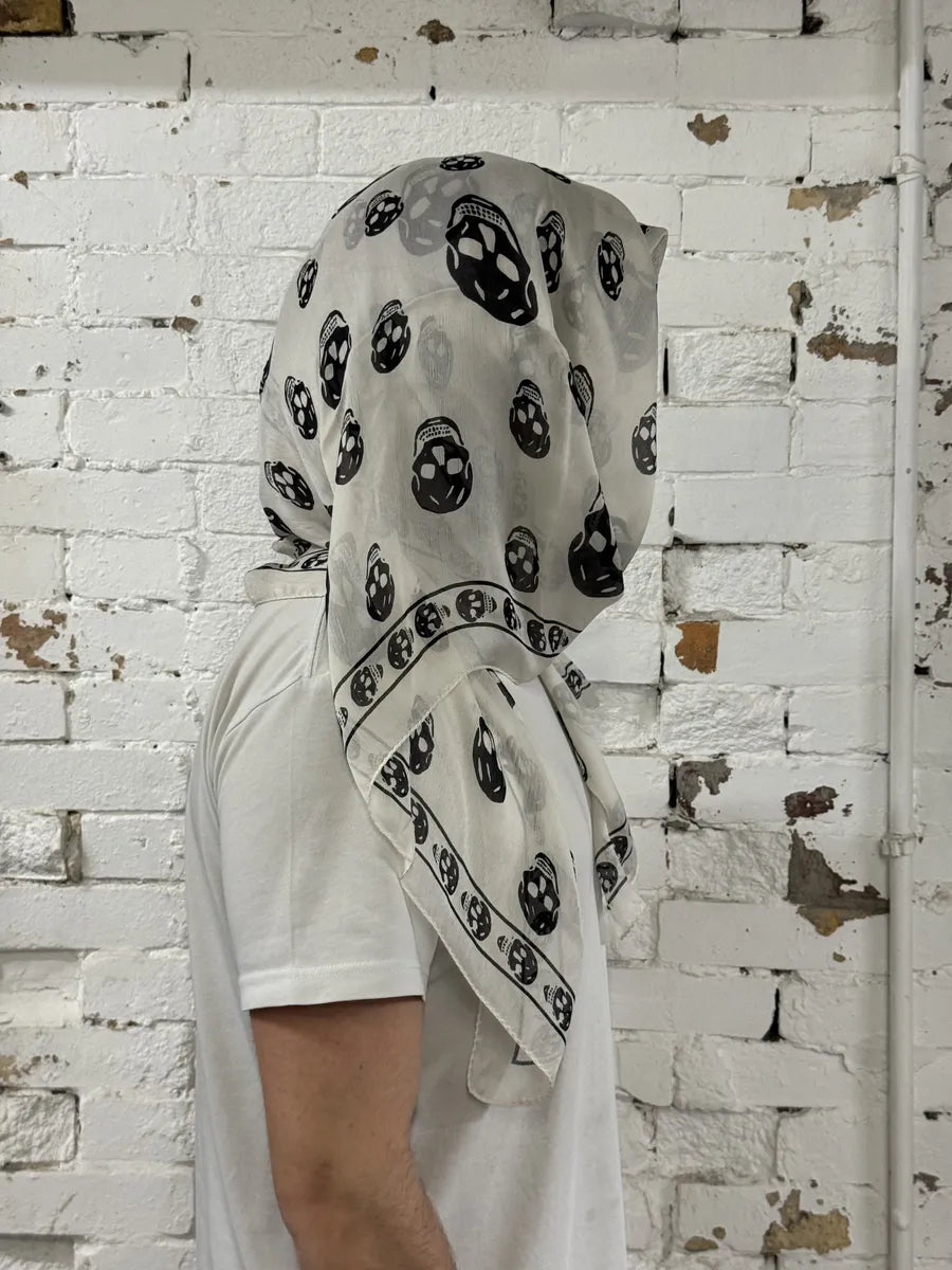 Alexander McQueen Black & White Dead Skull Scarf uVcjocI 2