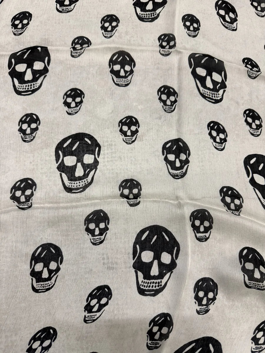 Alexander McQueen Black & White Dead Skull Scarf uVcjocI 3