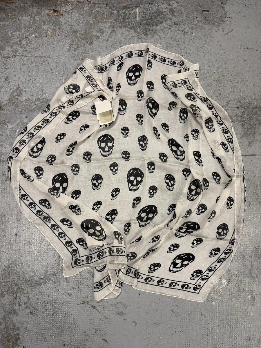 Alexander McQueen Black & White Dead Skull Scarf uVcjocI 4