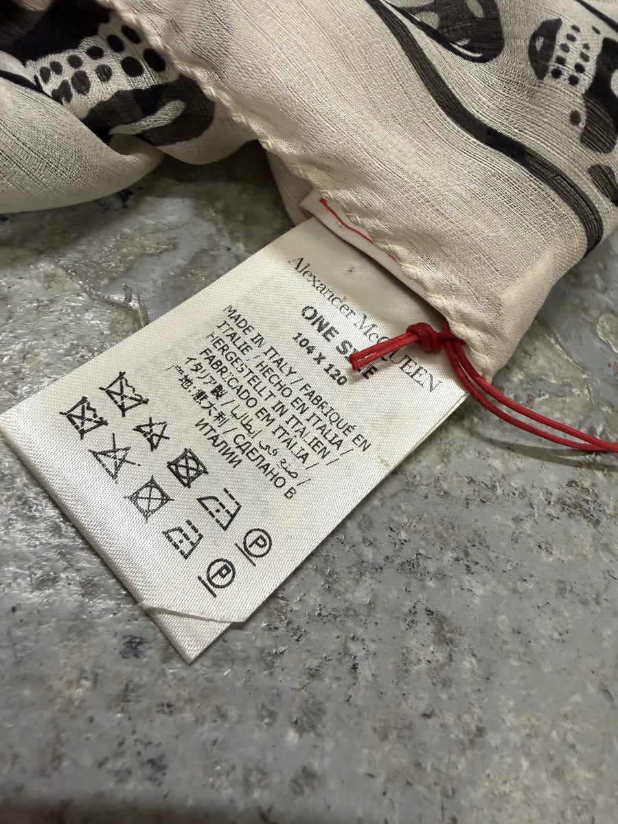 Alexander McQueen Black & White Dead Skull Scarf uVcjocI 5