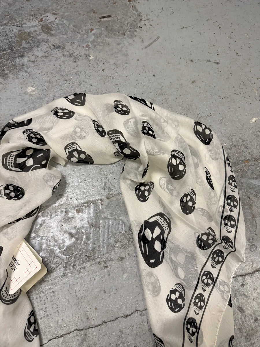 Alexander McQueen Black & White Dead Skull Scarf uVcjocI 8