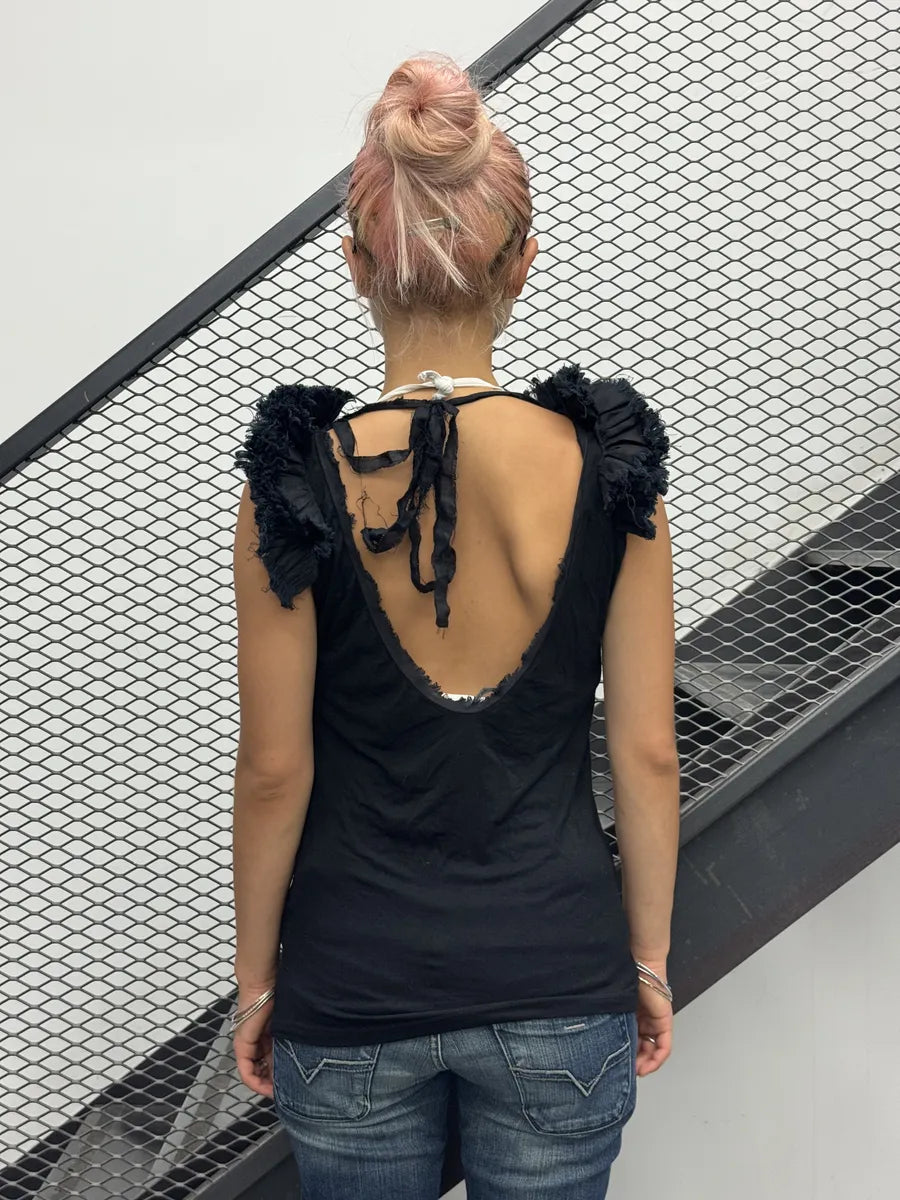 Alexander McQueen Black Cotton Distressed Top IzdsyeZ 2