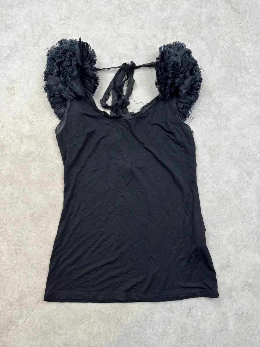 Alexander McQueen Black Cotton Distressed Top IzdsyeZ 0