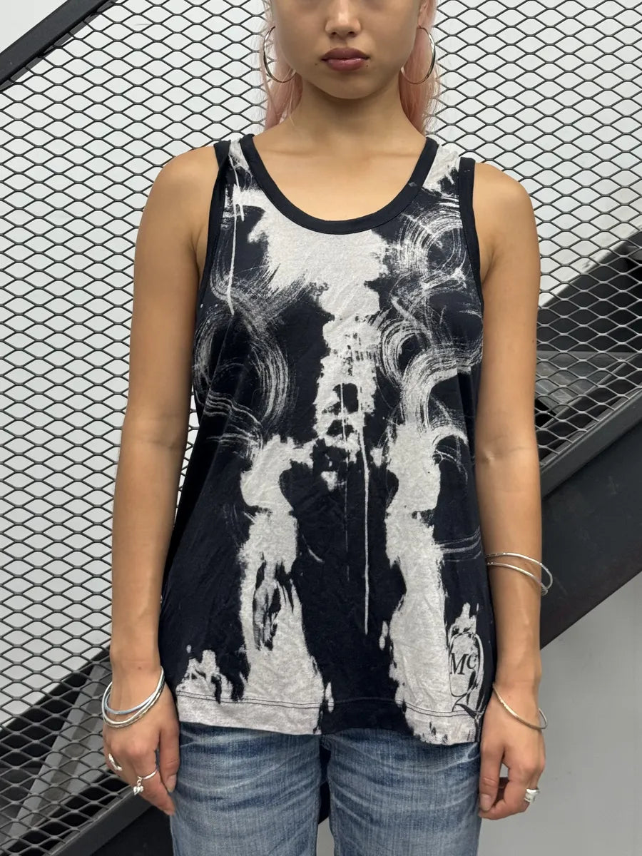 SS2012 Alexander McQueen Black Abstract Graphic Tank Top hQFMXFv 1