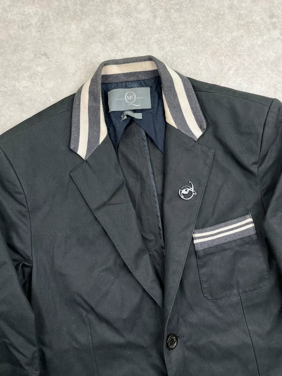 2000s Alexander McQueen Black Striped Collar Blazer Jacket jElYcRg 5