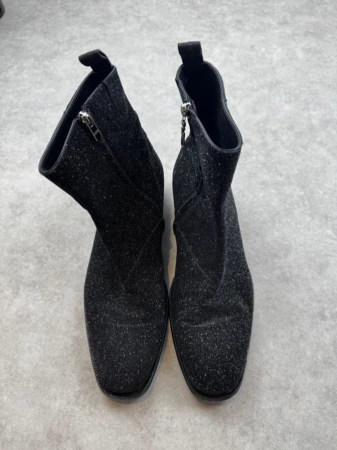 Alexander McQueen Black Glitter Starry Night Boots YgGJQTN 3