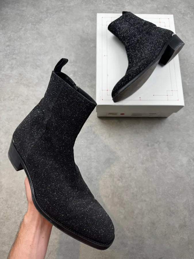 Alexander McQueen Black Glitter Starry Night Boots YgGJQTN 0