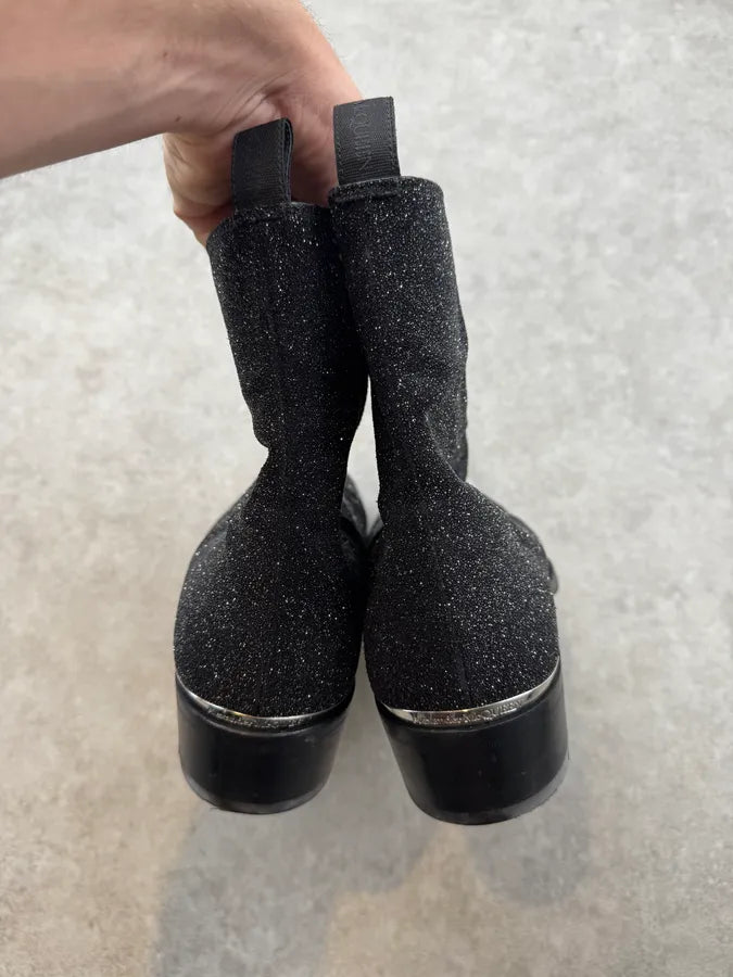 Alexander McQueen Black Glitter Starry Night Boots YgGJQTN 4