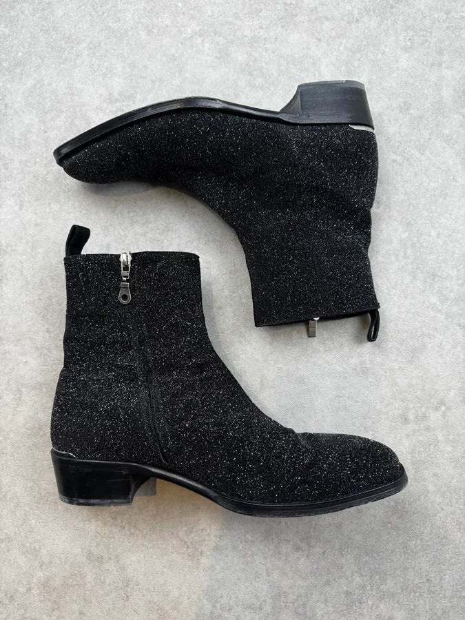 Alexander McQueen Black Glitter Starry Night Boots YgGJQTN 1