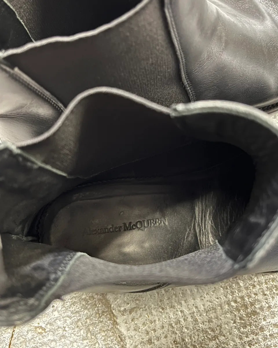 Alexander Mcqueen Black Leather Boots  ecrEbQD 8