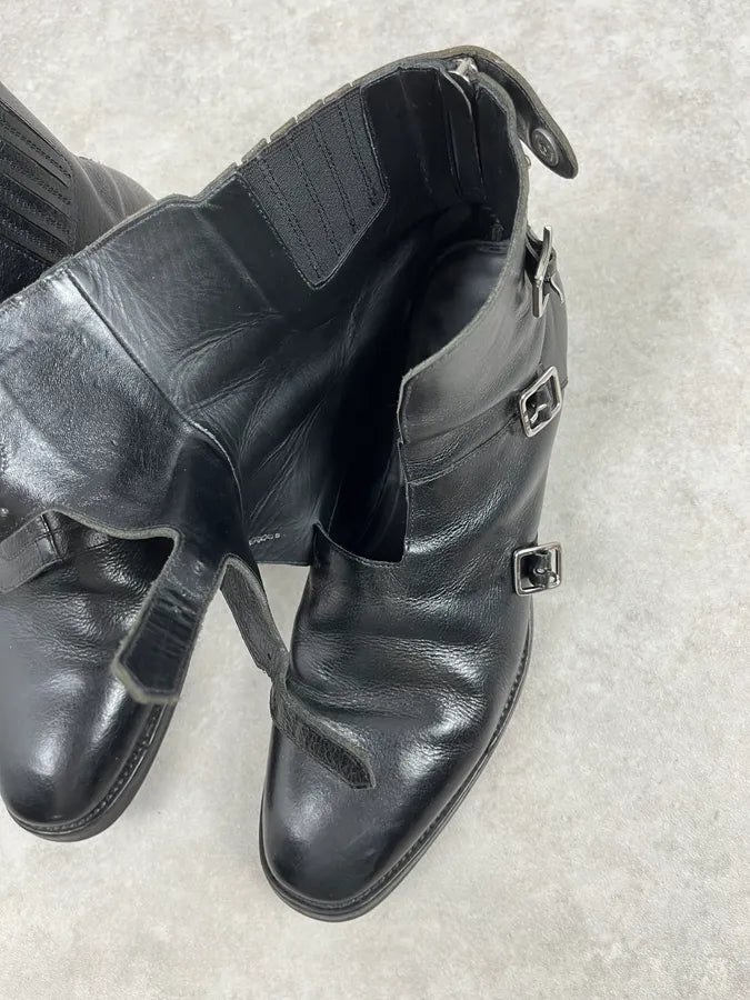 Alexander McQueen Black Leather Multi-Strap Boots JrMwEsV 6