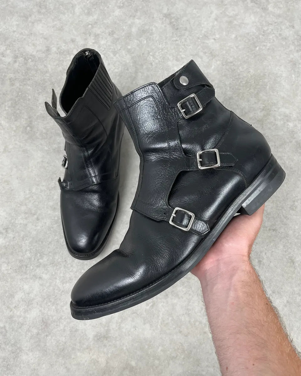 Alexander McQueen Black Leather Multi-Strap Boots JrMwEsV 0