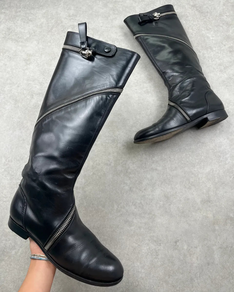 Alexander McQueen Black Leather Zip Ankle Boots nfHCUQS 0