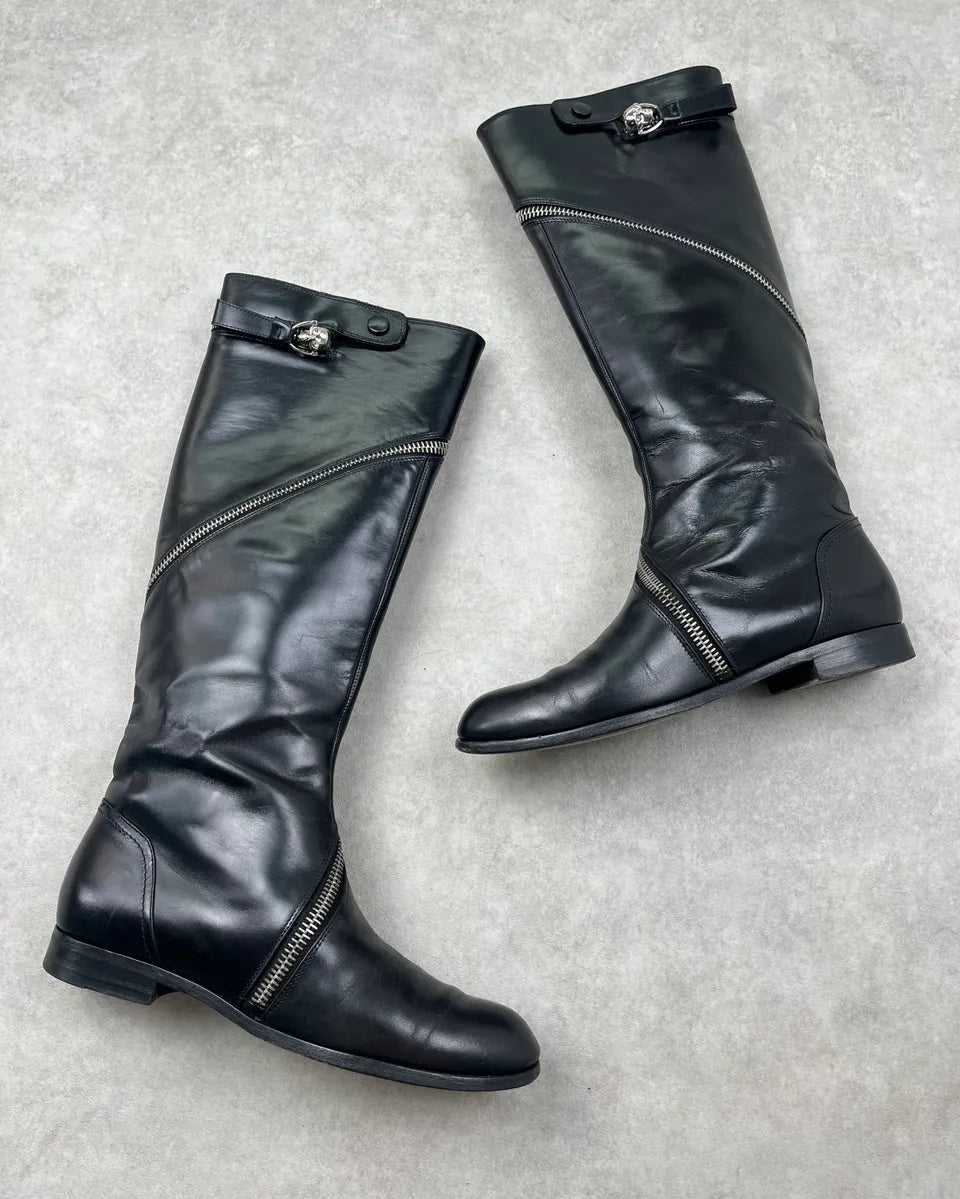 Alexander McQueen Black Leather Zip Ankle Boots nfHCUQS 1