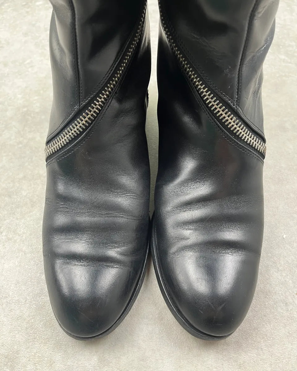 Alexander McQueen Black Leather Zip Ankle Boots nfHCUQS 6