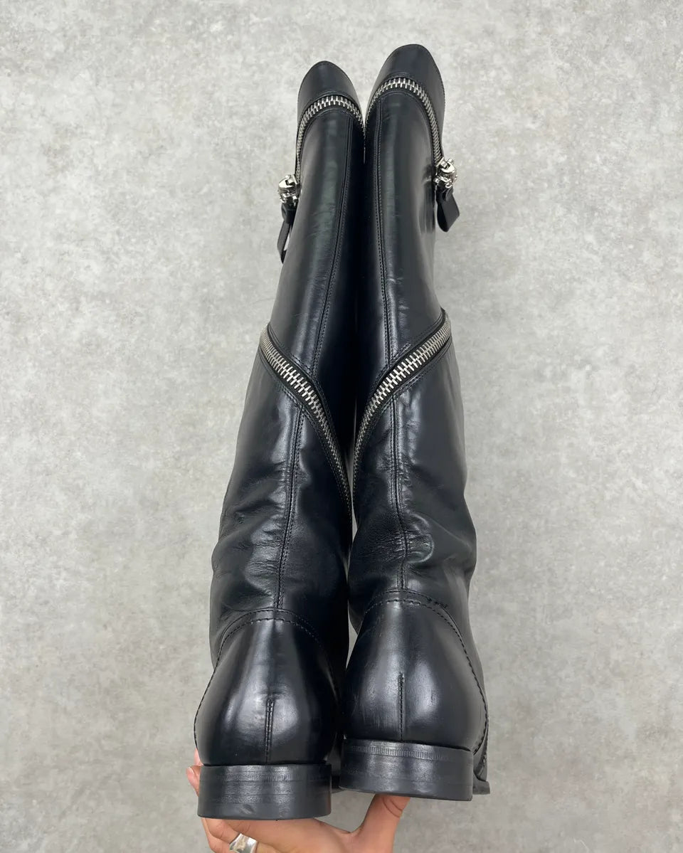 Alexander McQueen Black Leather Zip Ankle Boots nfHCUQS 7