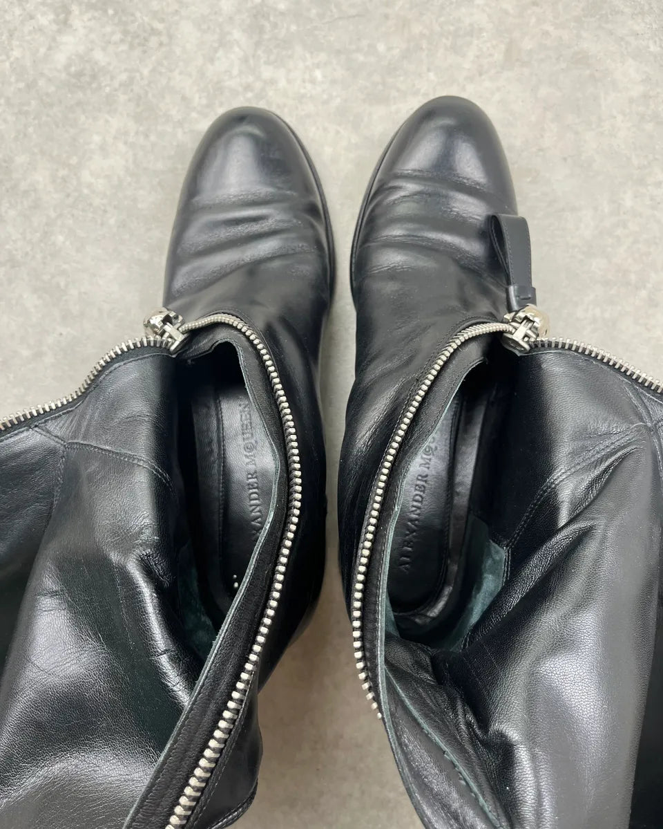 Alexander McQueen Black Leather Zip Ankle Boots nfHCUQS 8