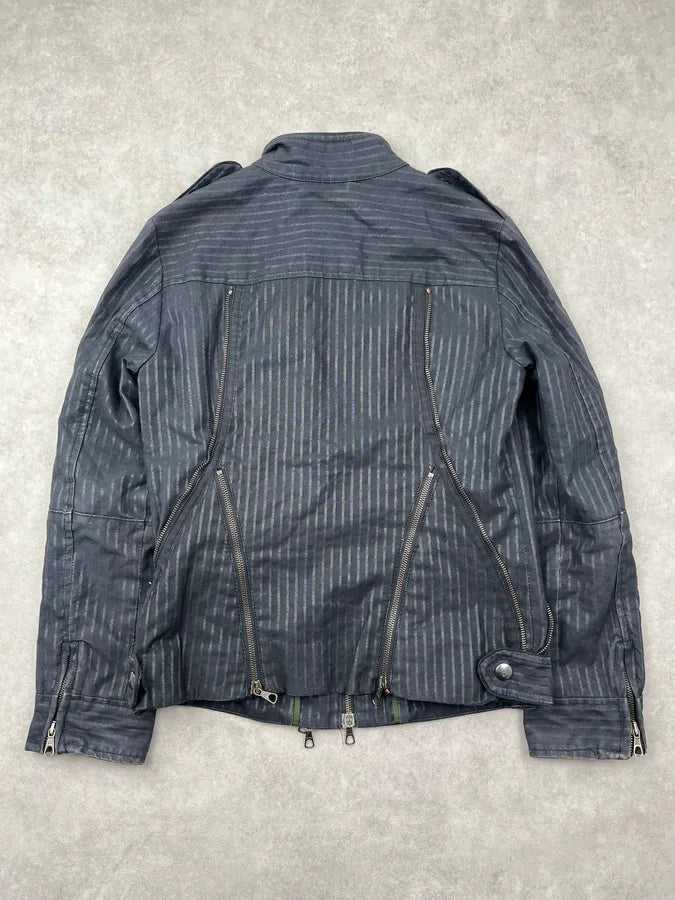 Alexander McQueen Dark Navy Nylon Striped Multi Zip Jacket DAfmHck 1