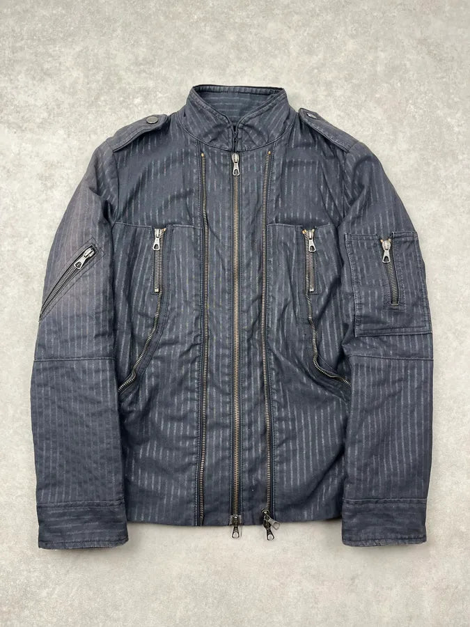 Alexander McQueen Dark Navy Nylon Striped Multi Zip Jacket DAfmHck 0