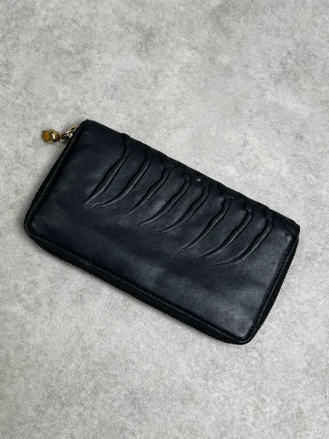 Alexander McQueen Black Spine & Skull Leather Wallet ULfadpz 0