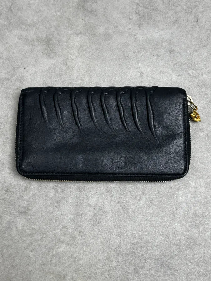 Alexander McQueen Black Spine & Skull Leather Wallet ULfadpz 3