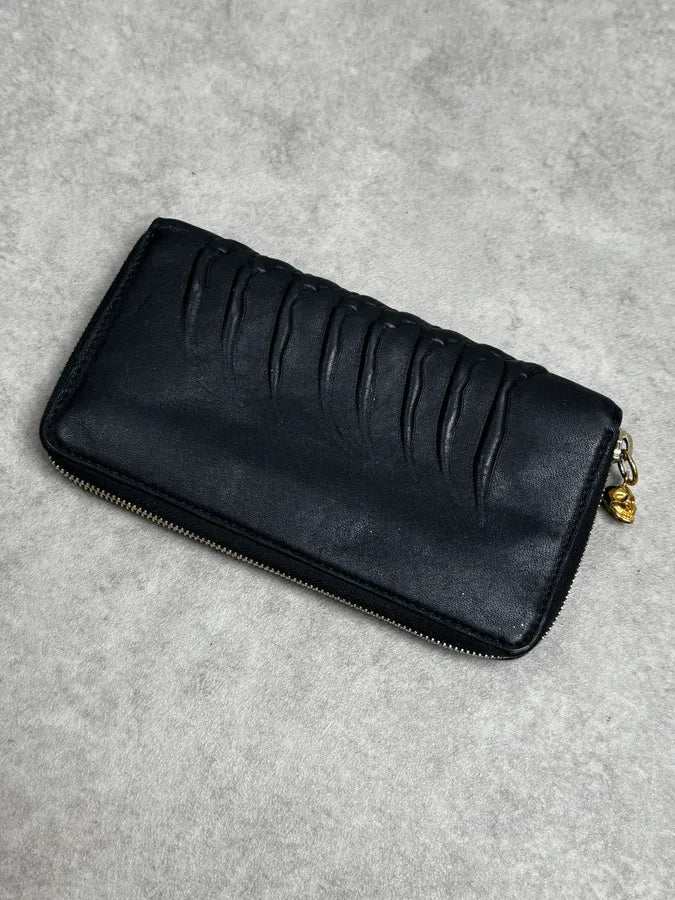 Alexander McQueen Black Spine & Skull Leather Wallet ULfadpz 1