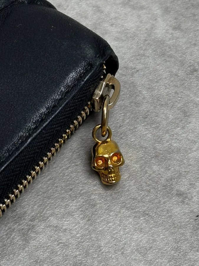 Alexander McQueen Black Spine & Skull Leather Wallet ULfadpz 4