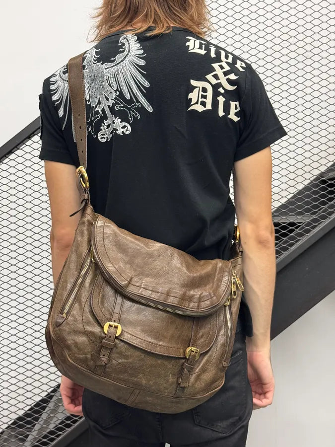 AW2009 Alexander McQueen Brown Flap Pocket CrossBody Bag ErmDEnM 2