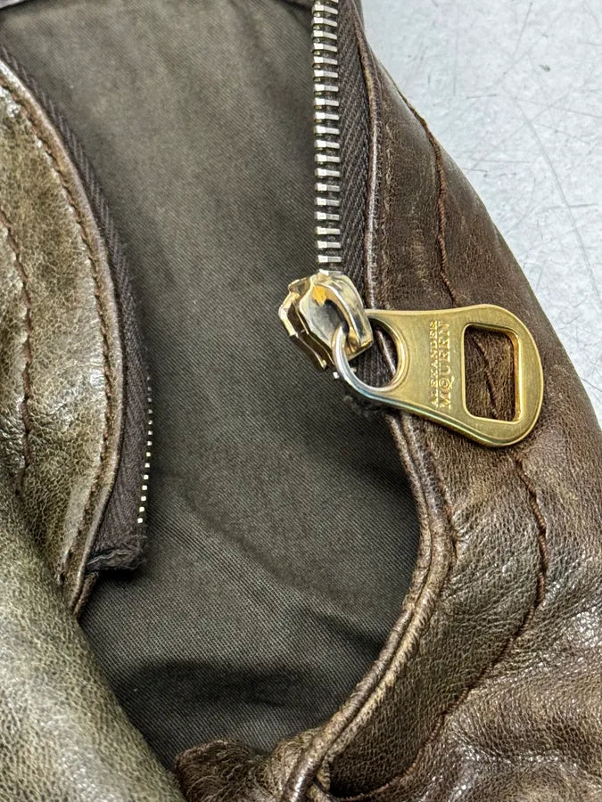 AW2009 Alexander McQueen Brown Flap Pocket CrossBody Bag ErmDEnM 12