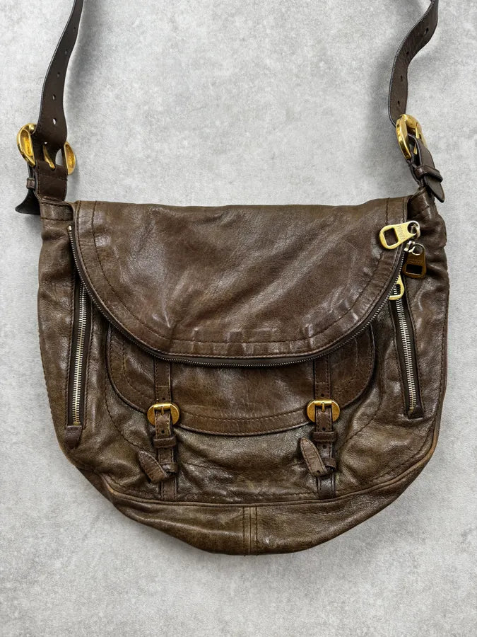 AW2009 Alexander McQueen Brown Flap Pocket CrossBody Bag ErmDEnM 8