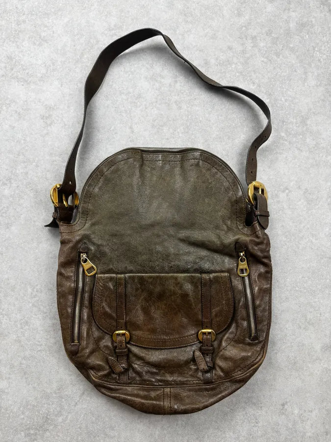 AW2009 Alexander McQueen Brown Flap Pocket CrossBody Bag ErmDEnM 4