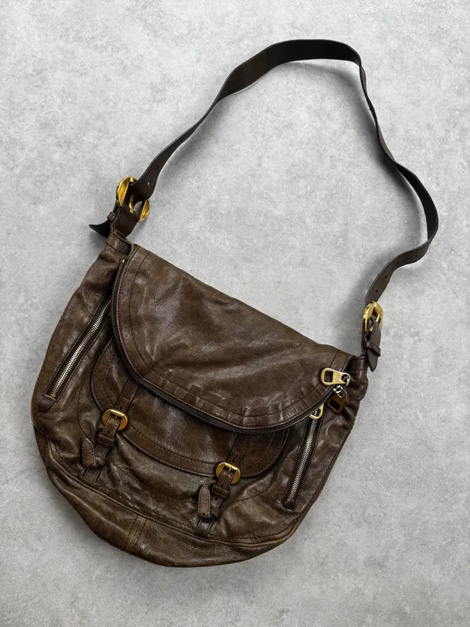 AW2009 Alexander McQueen Brown Flap Pocket CrossBody Bag ErmDEnM 6