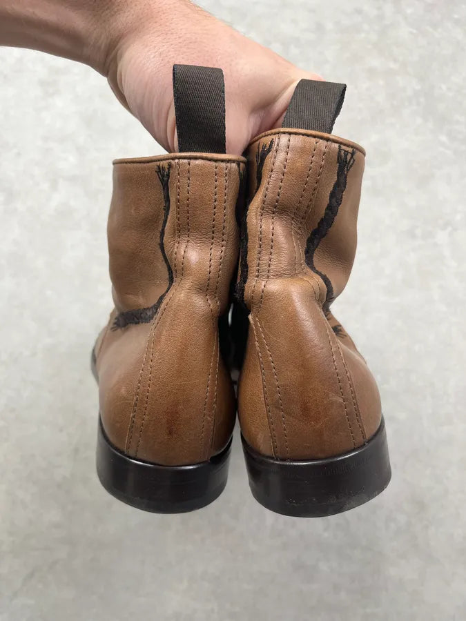 Alexander McQueen Brown Leather Braided Boots zcIXYCr 5