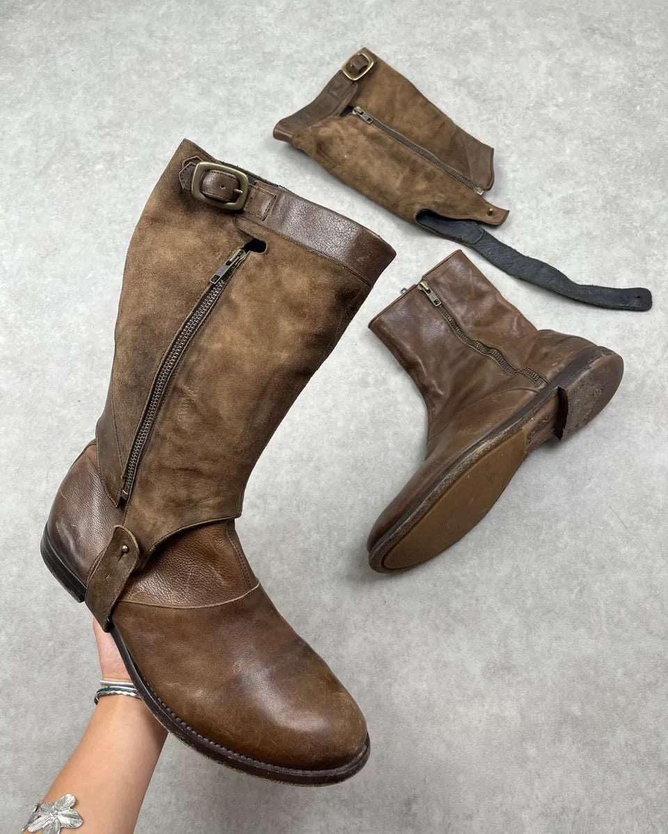 Alexander McQueen Brown Leather Detachable Top Equestrian Boots ZGXODYu 0