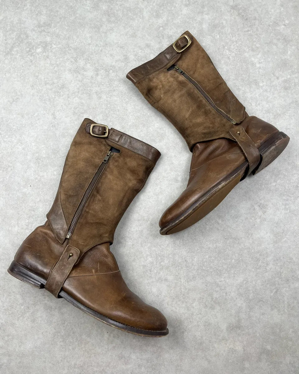 Alexander McQueen Brown Leather Detachable Top Equestrian Boots ZGXODYu 1