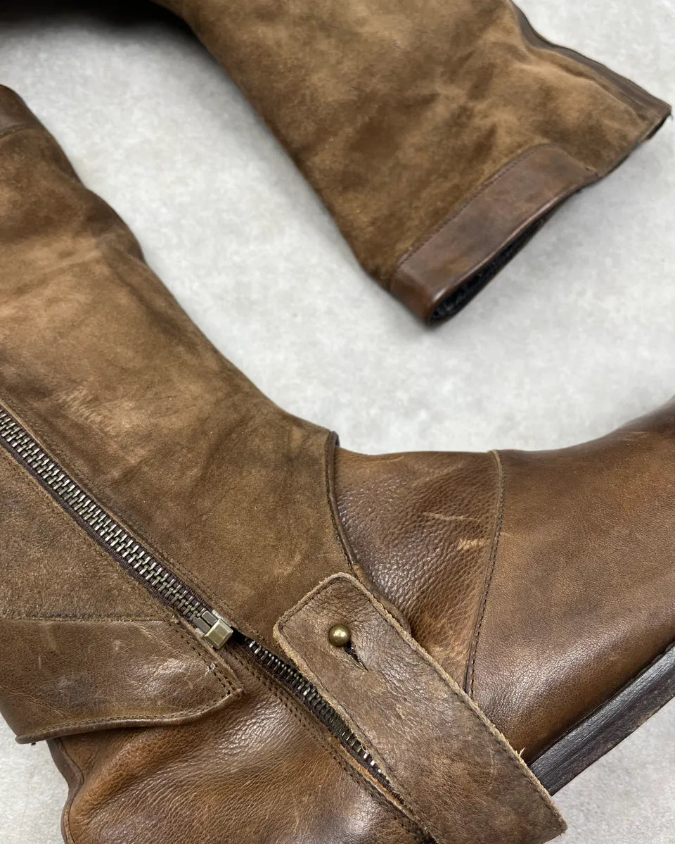 Alexander McQueen Brown Leather Detachable Top Equestrian Boots ZGXODYu 3