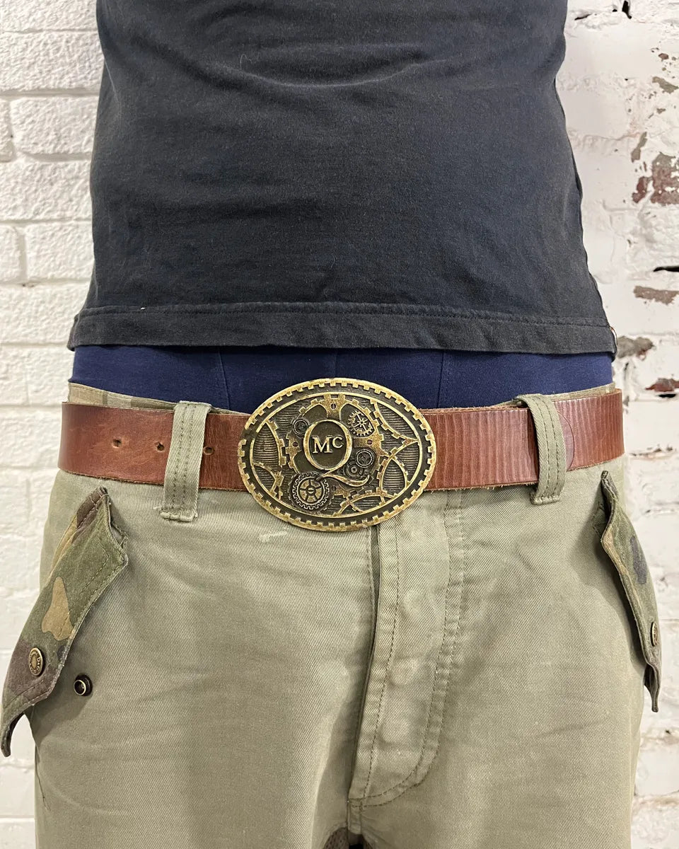 Alexander McQueen Brown Leather Steampunk Buckle Belt hZDoeEp 0