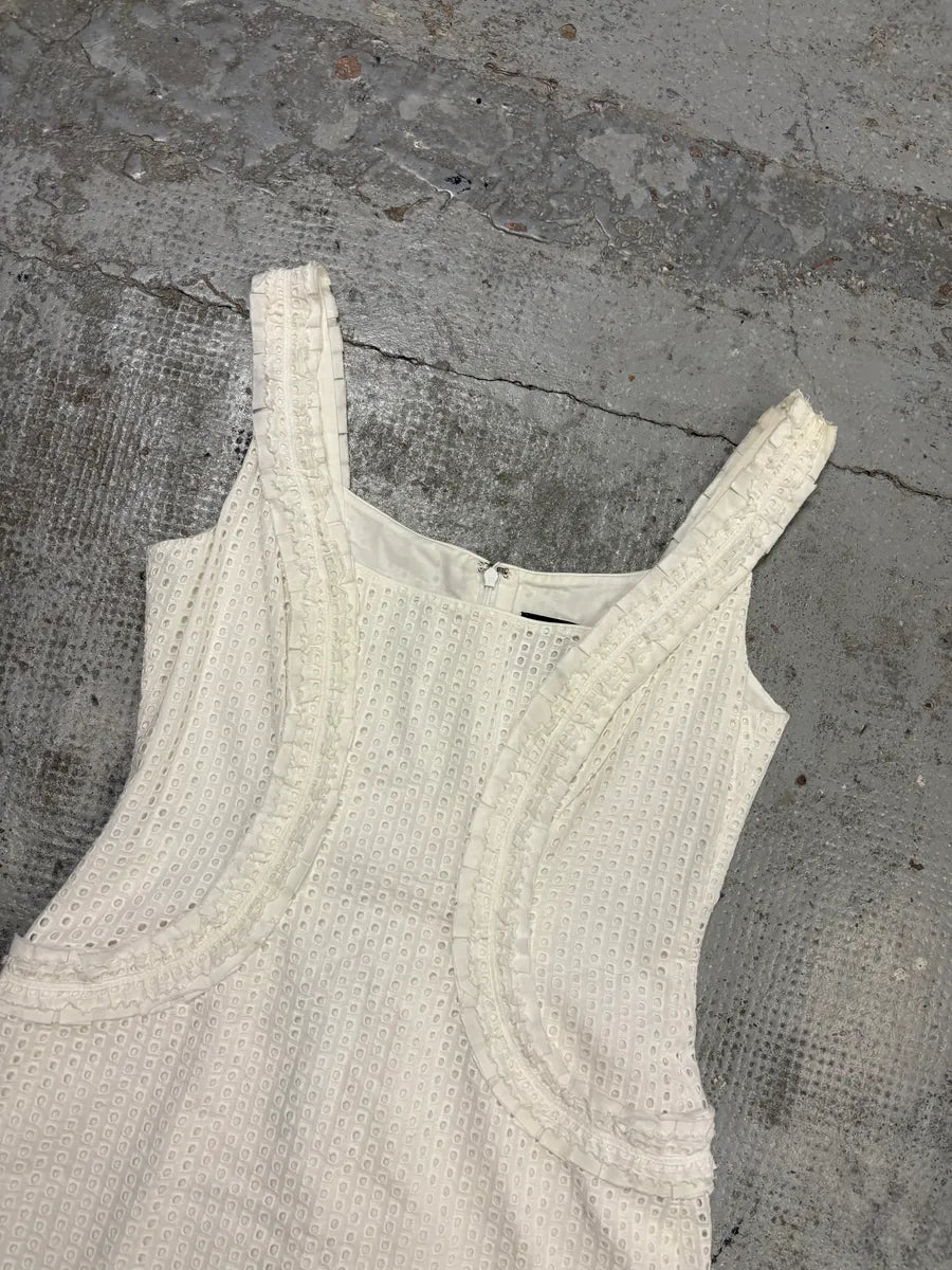 AW2011 Alexander McQueen Cream Knit Ruffle Trim Sheath Dress PdNWhDi 3