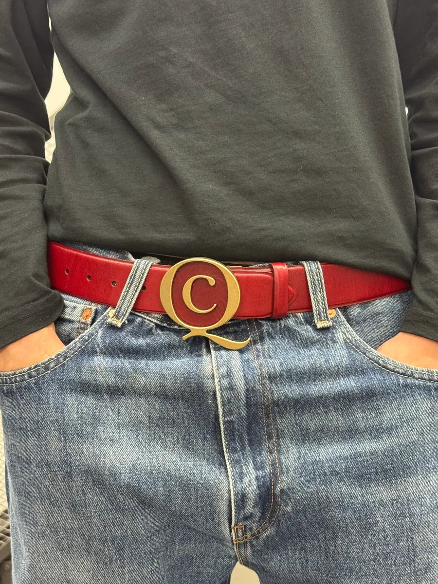 Alexander McQueen Gold Buckle Red Leather Belt HqTUxNm 1