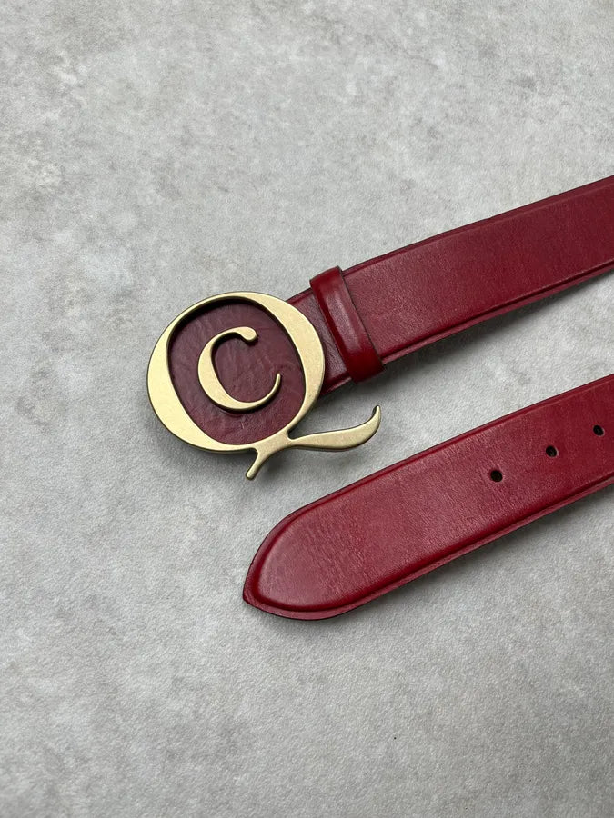 Alexander McQueen Gold Buckle Red Leather Belt HqTUxNm 2