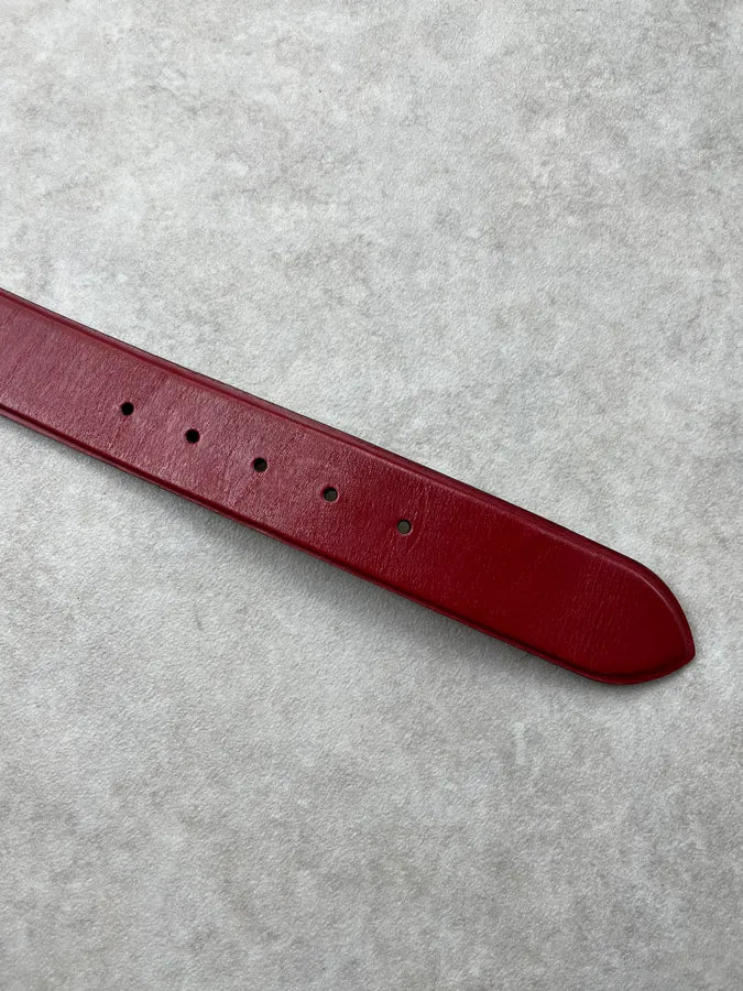 Alexander McQueen Gold Buckle Red Leather Belt HqTUxNm 4