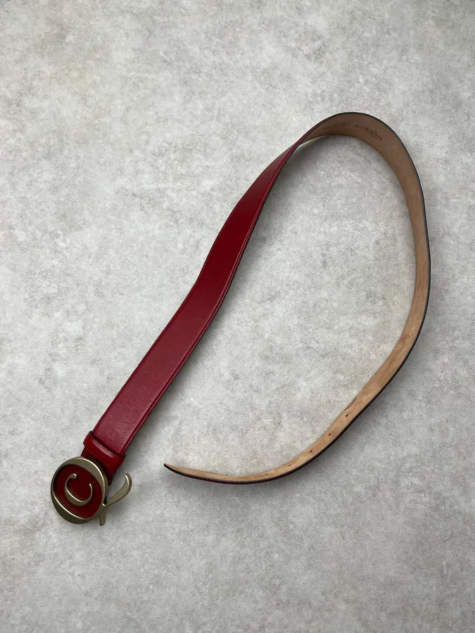 Alexander McQueen Gold Buckle Red Leather Belt HqTUxNm 5
