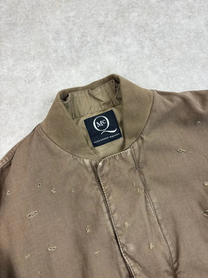 2010s Alexander McQueen Green Distressed Military Bomber Jacket REqBcYk 5