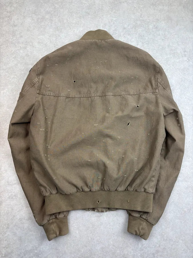 2010s Alexander McQueen Green Distressed Military Bomber Jacket REqBcYk 6